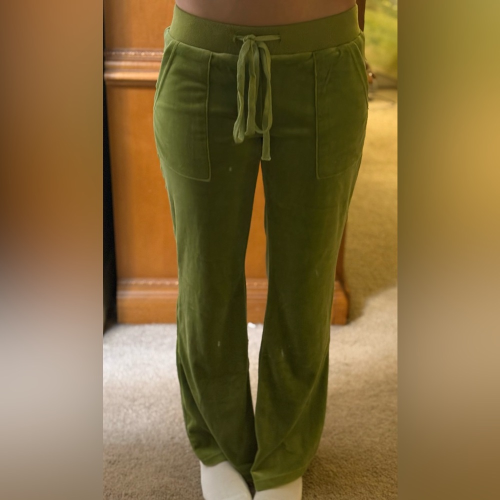 Y2K velvet green pants